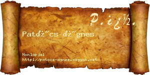 Patócs Ágnes névjegykártya