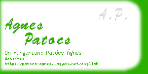 agnes patocs business card