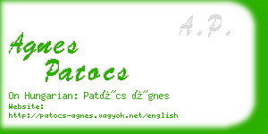 agnes patocs business card